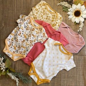 Chickpea Asstd. Cotton Bodysuits, Set of 5 Long and Short Sleeved